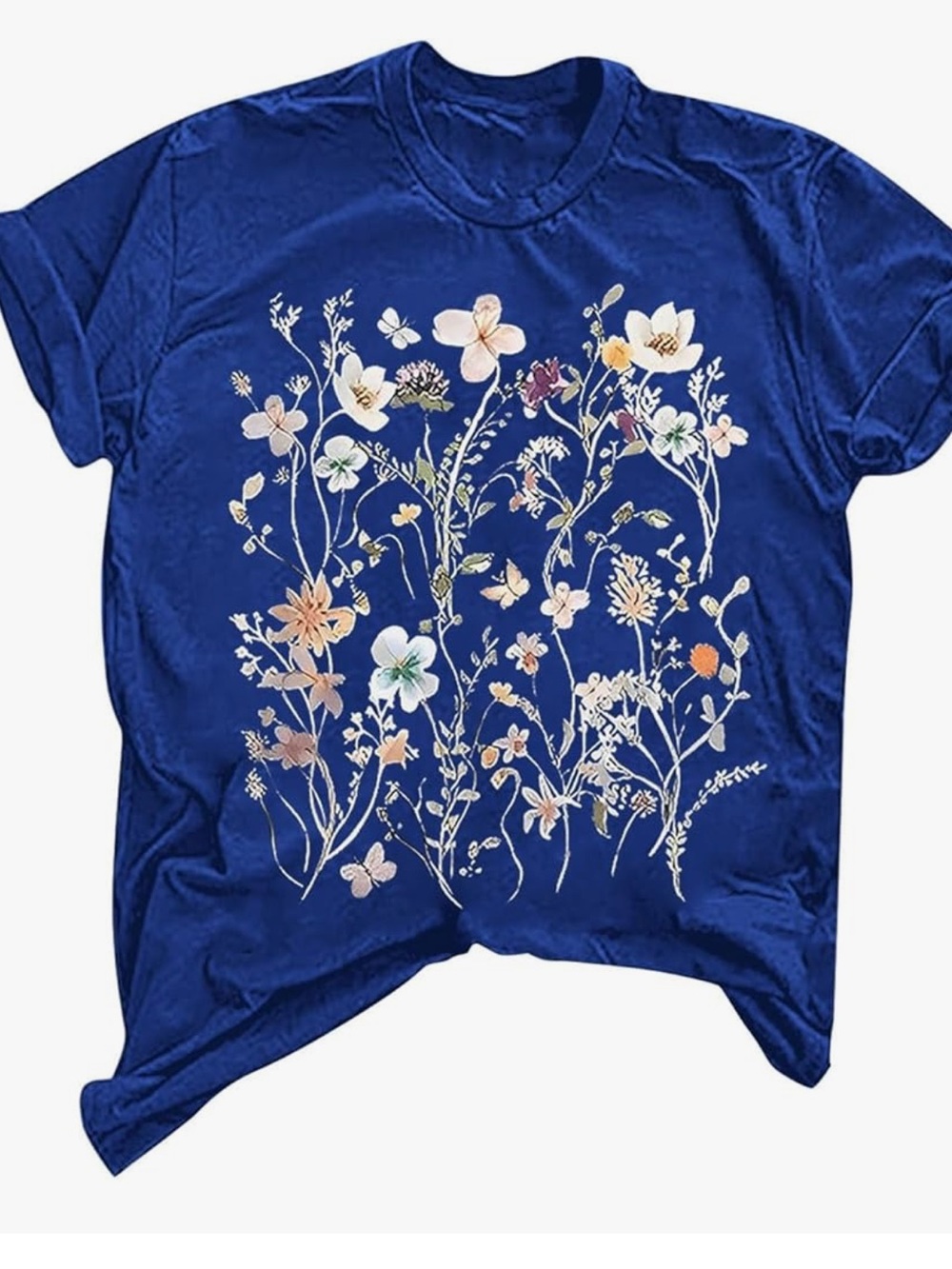 Dark Blue Floral Graphic Tee